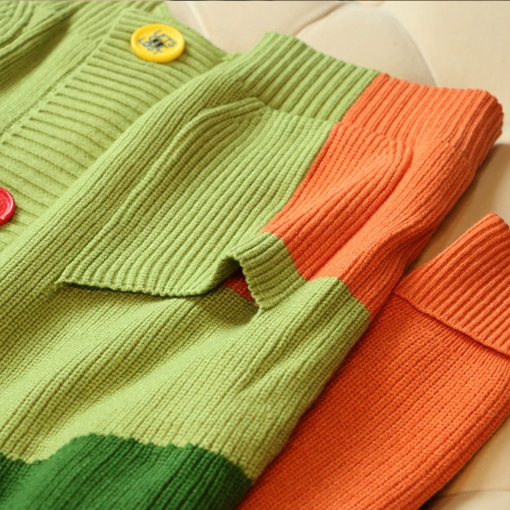 Oversized Color Block Cardigan With Colorful Big … - image 6